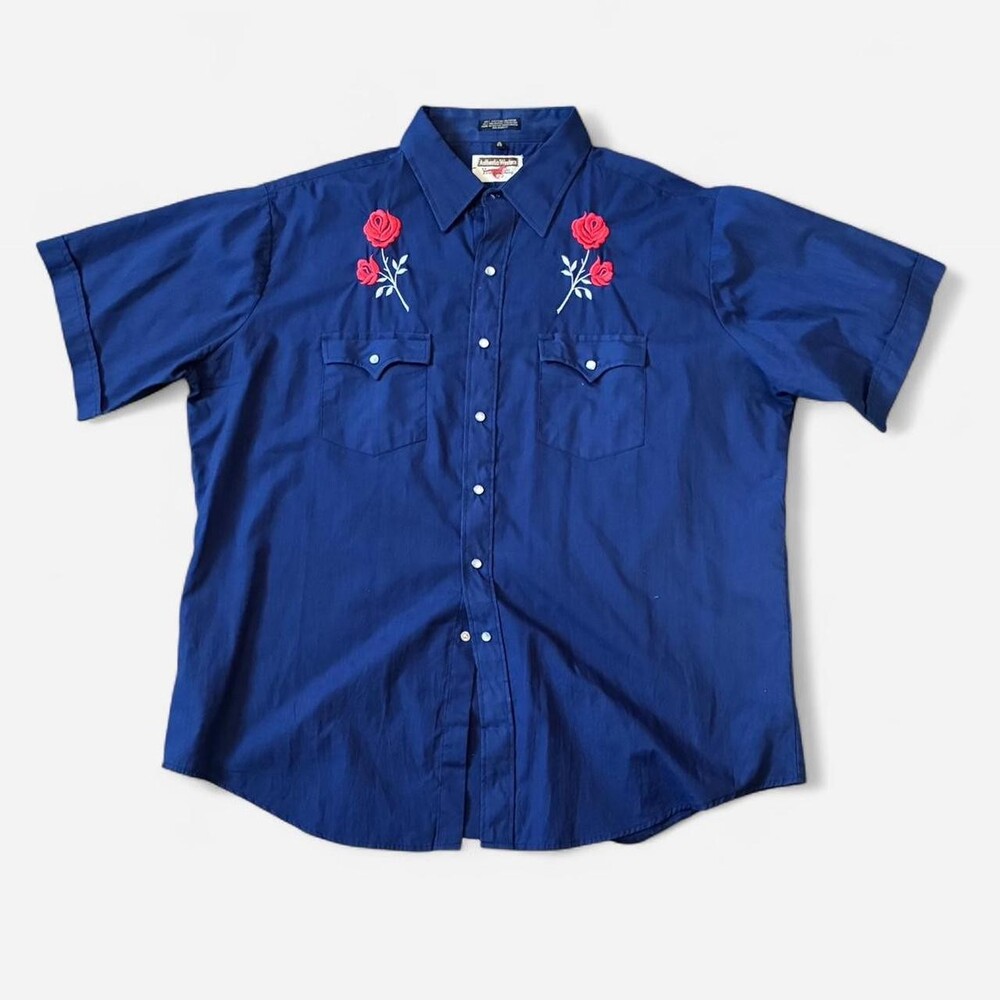 ATB Authentic Western Men's Navy and Blue Shirt